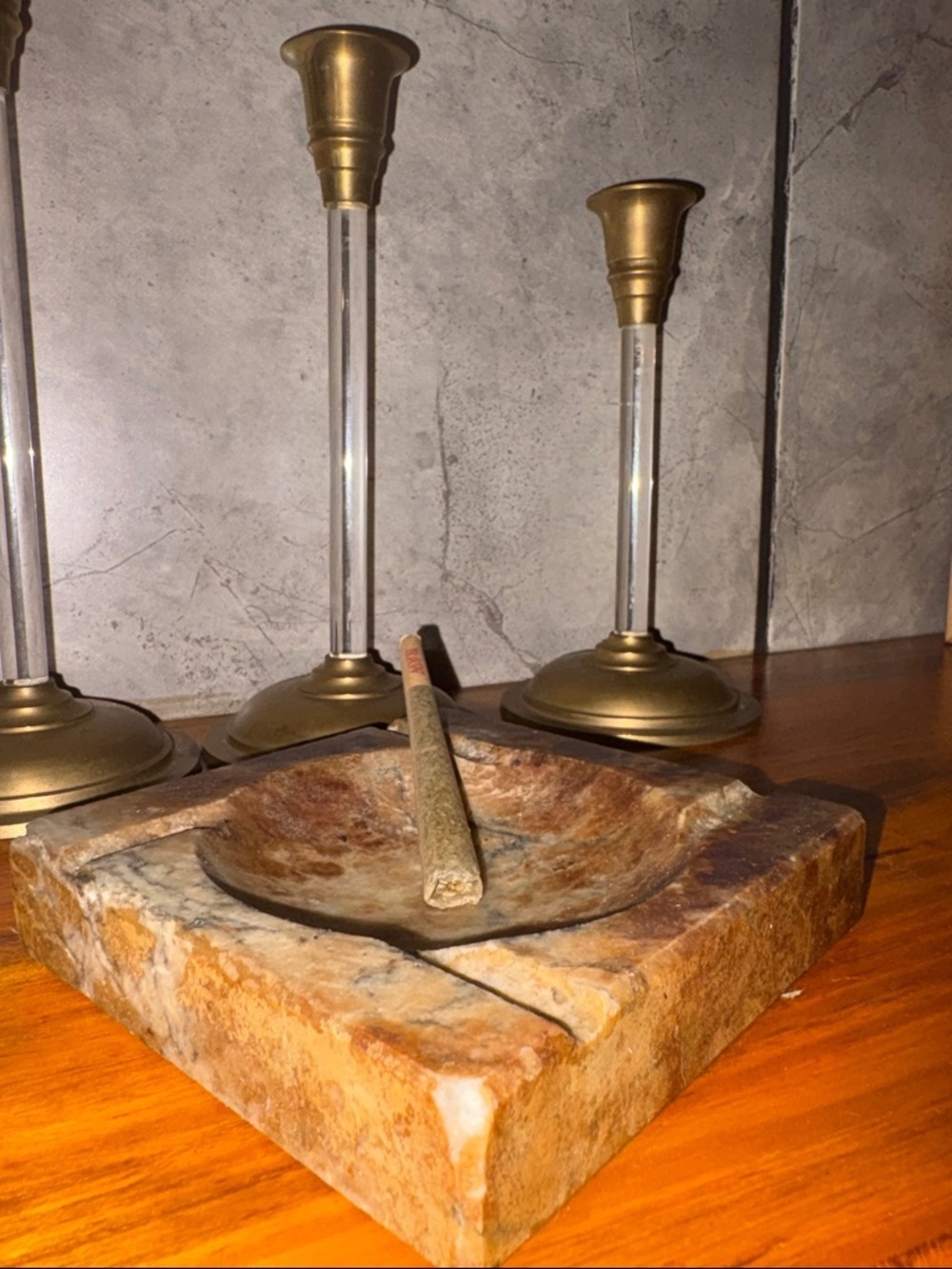 Hand-Carved Stone Ash Tray - Earthy Brown Marble Look Smoking Accessory - Picture 16 of 17